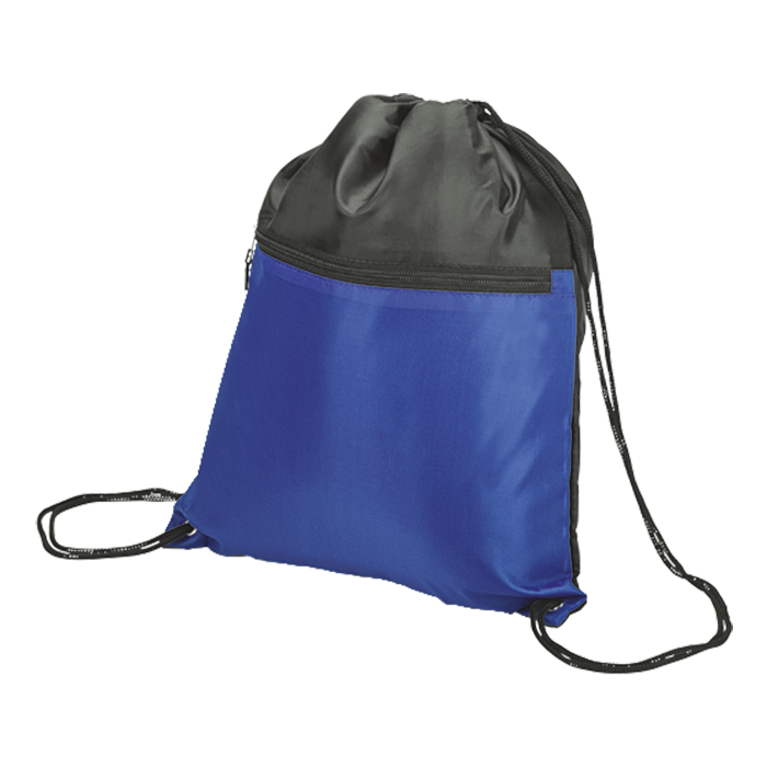 Drawstring Sport Bag with Zip Pocket 210D