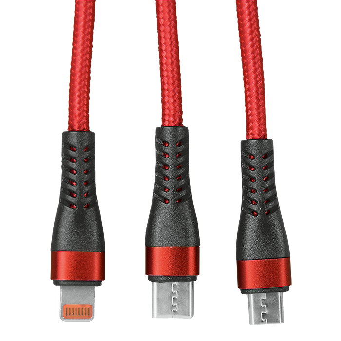 1.2m 3-In-1 Charger Cable Allum alloy and Braiding